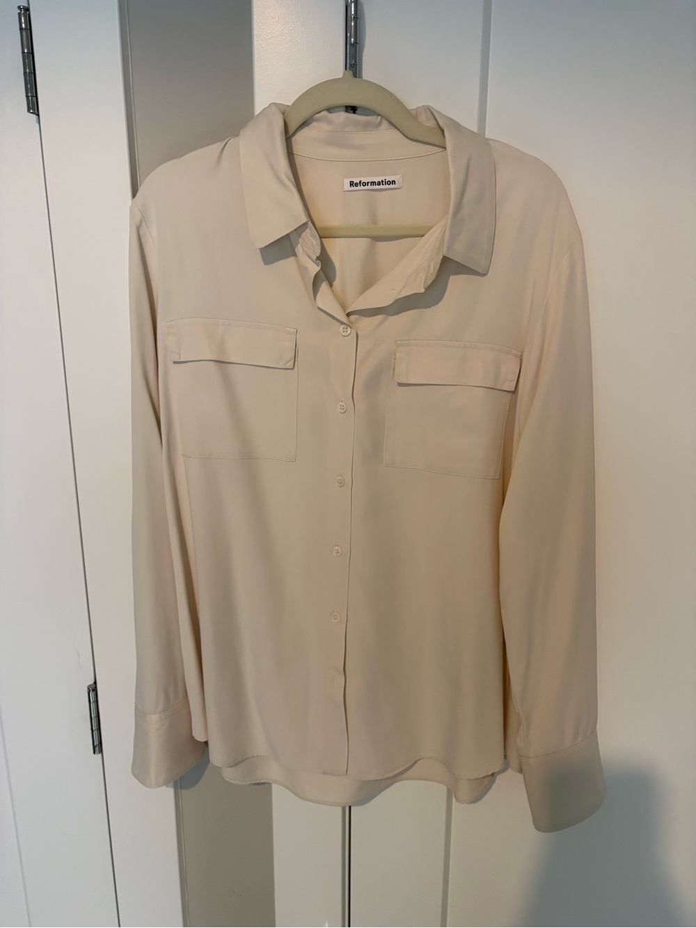 Reformation Soft Cream Button-Front Blouse